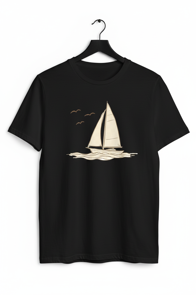 Sailboat T-Shirt Siyah - Askıda